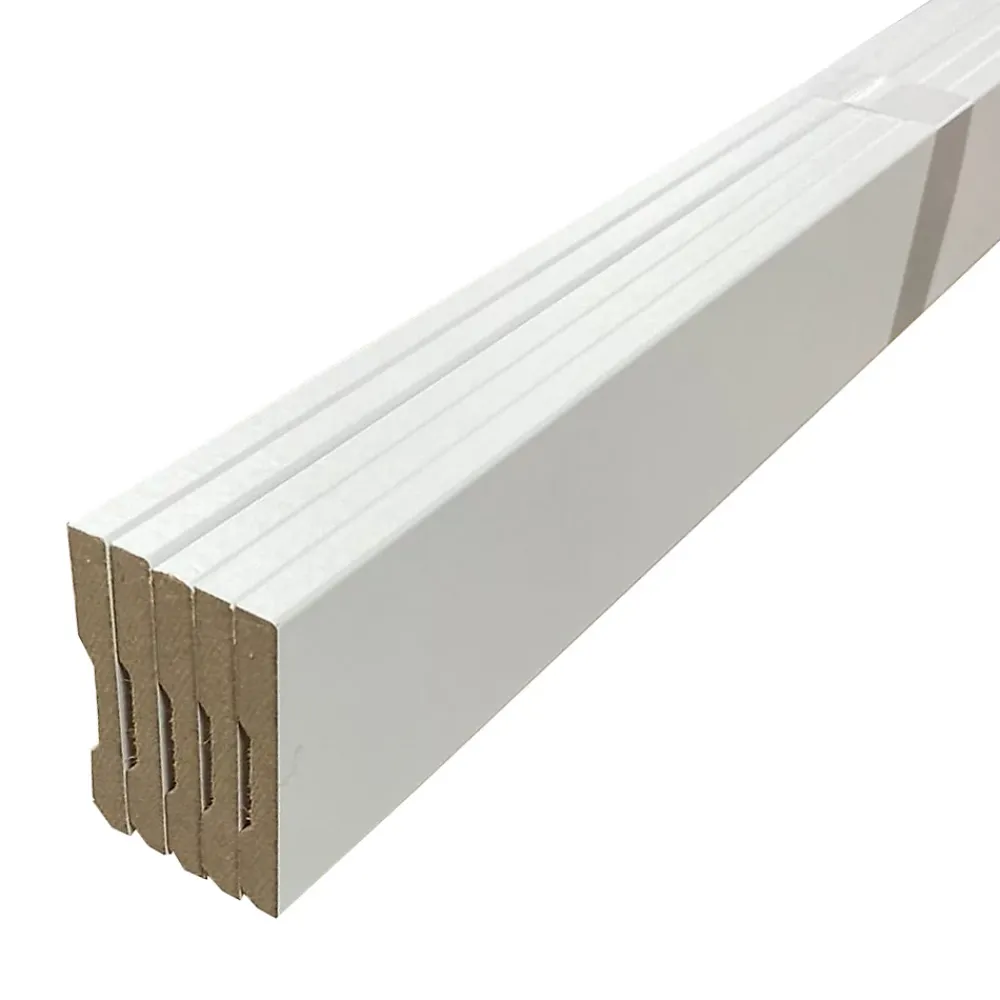 Forestea Pack de 5 plinthes bord carré MDF revêtues blanc 2200 x 68 x 9 mm- Moulure