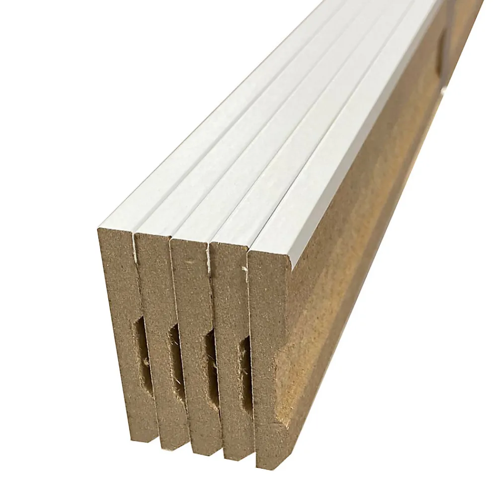 Forestea Pack de 5 plinthes bord carré MDF revêtues blanc 2200 x 68 x 9 mm- Moulure