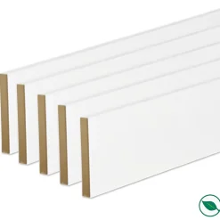 Forestea Moulure<Pack de 5 plinthes bord carré MDF revêtues blanc 2200 x 96 x 9 mm