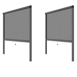 Volet-Moustiquaire PACK ECO de 2 moustiquaires alu H145 cm x L130 cm Gris- Moustiquaire Pour Fenêtre