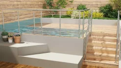 AICA Sanitaire Pack garde-corps 80 cm 5 barres inox 304 argent installation verticale intérieur extérieur by Aica- Accessoire D'Escalier
