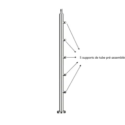 AICA Sanitaire Pack garde-corps 1 m 5 barres inox 304 argent installation verticale intérieur extérieur by Aica- Accessoire D'Escalier