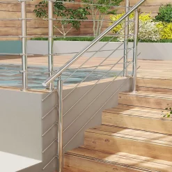 AICA Sanitaire Accessoire D'Escalier<Pack garde-corps 1.2 m 5 barres inox 304 argent installation verticale intérieur extérieur by Aica