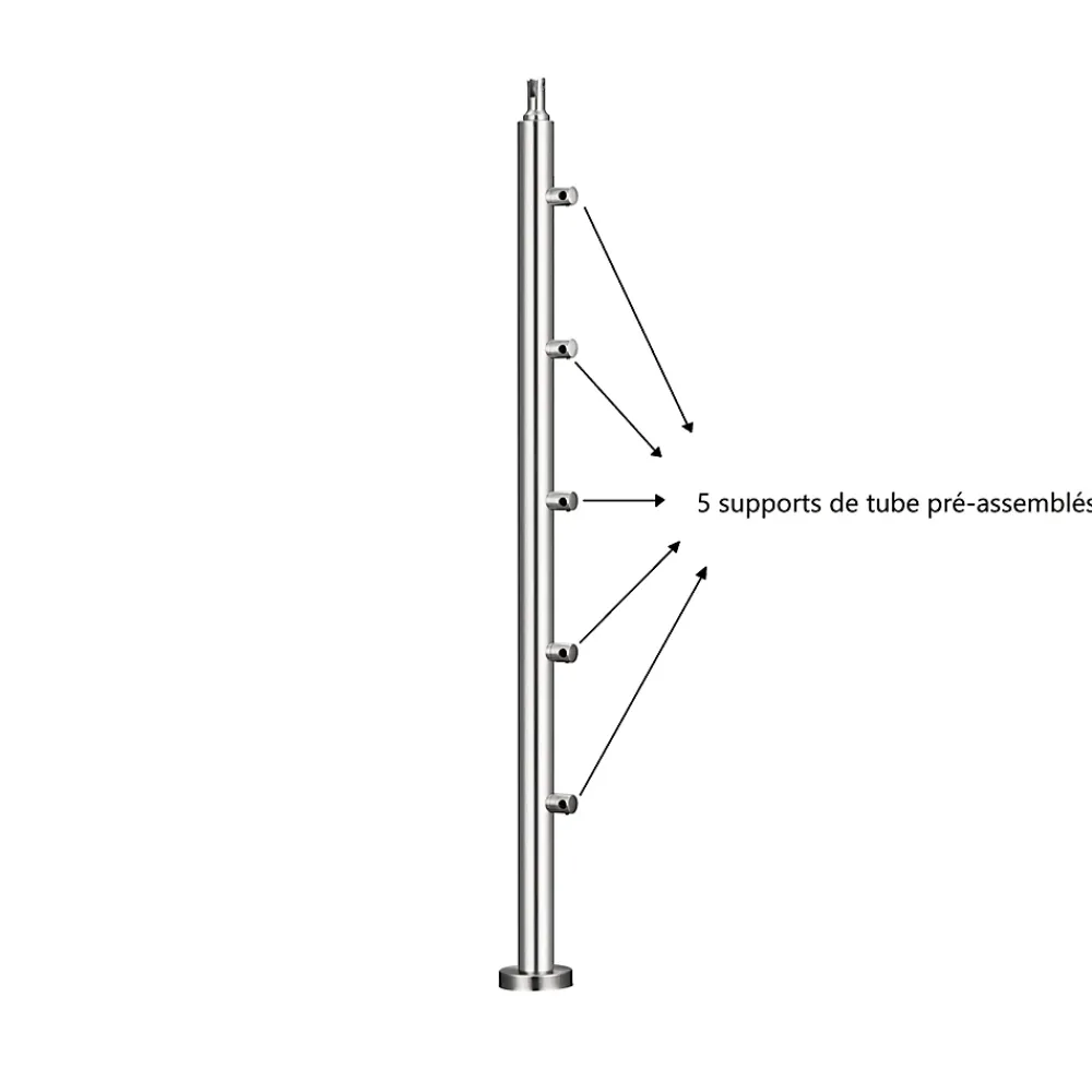 AICA Sanitaire Accessoire D'Escalier<Pack garde-corps 1.2 m 5 barres inox 304 argent installation verticale intérieur extérieur by Aica