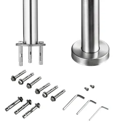 AICA Sanitaire Pack garde-corps 2 m 5 barres inox 304 argent installation verticale intérieur extérieur by Aica- Accessoire D'Escalier