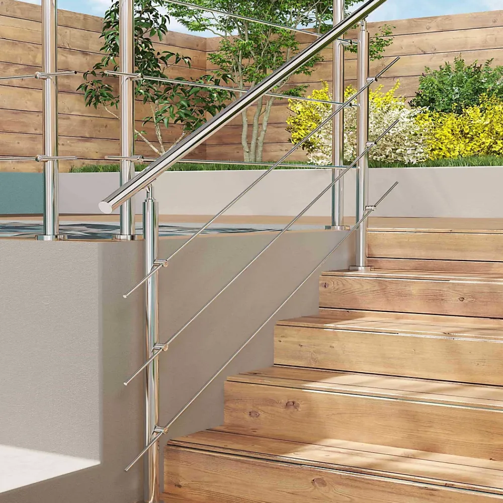 AICA Sanitaire Accessoire D'Escalier<Pack garde-corps 1.5 m avec 3 barres en inox 304 argent installation verticale by AICA