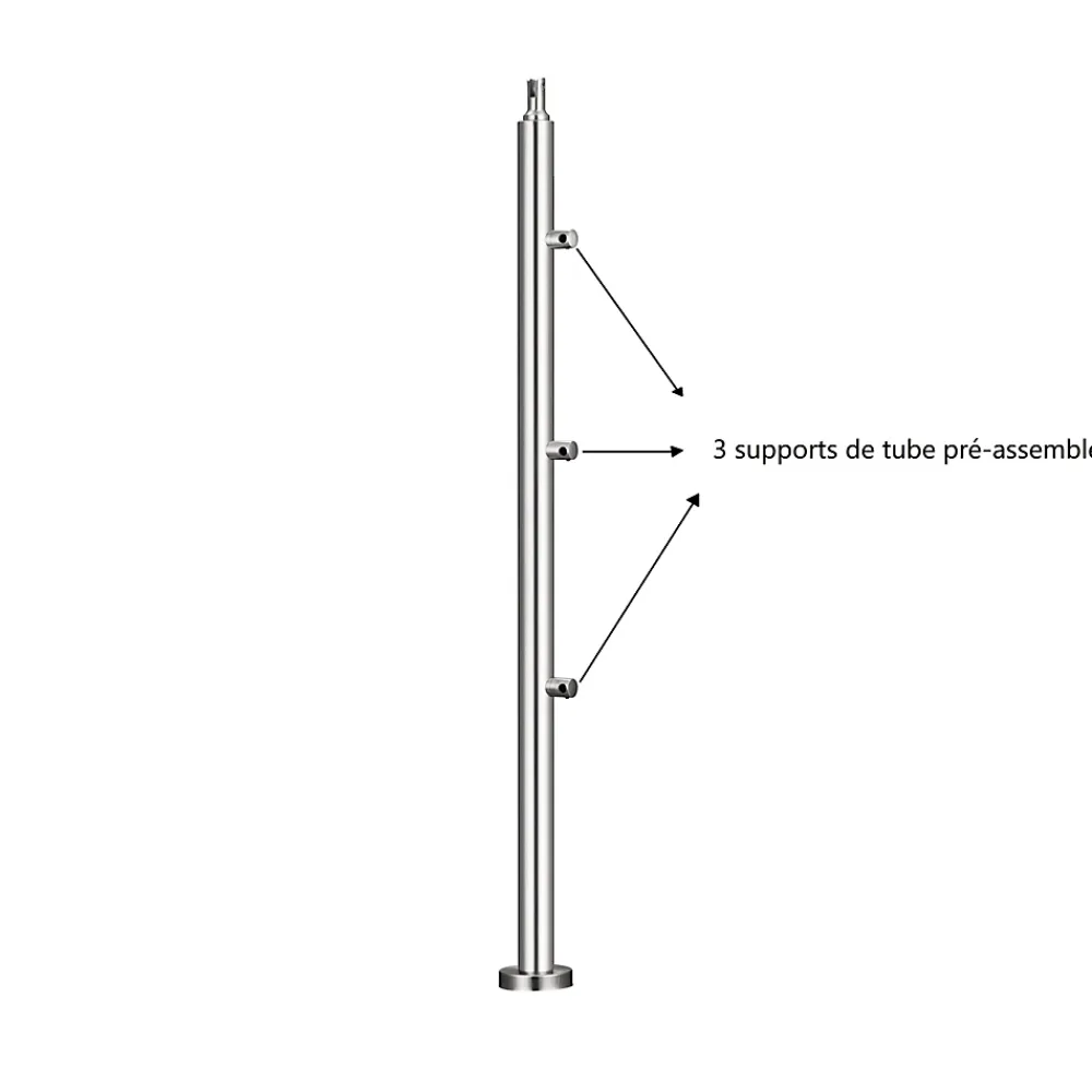 AICA Sanitaire Accessoire D'Escalier<Pack garde-corps 1.5 m avec 3 barres en inox 304 argent installation verticale by AICA