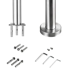 AICA Sanitaire Accessoire D'Escalier<Pack garde-corps 1.5 m avec 3 barres en inox 304 argent installation verticale by AICA