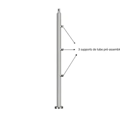 AICA Sanitaire Accessoire D'Escalier<Pack garde-corps 1.2 m avec 3 barres en inox 304 argent installation verticale by AICA