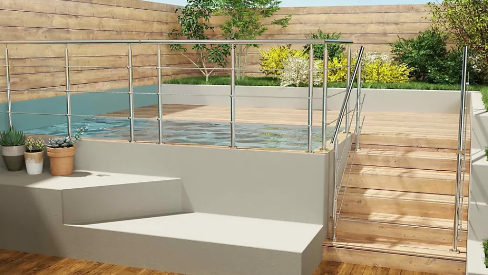 AICA Sanitaire Accessoire D'Escalier<Pack garde-corps 1.2 m avec 3 barres en inox 304 argent installation verticale by AICA