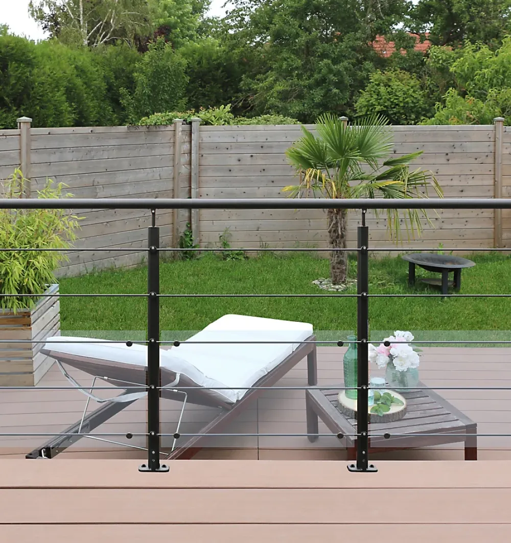 Burger Garde-Corps, Balustrade<Pack garde-corps 2m Opalu noir pose à plat