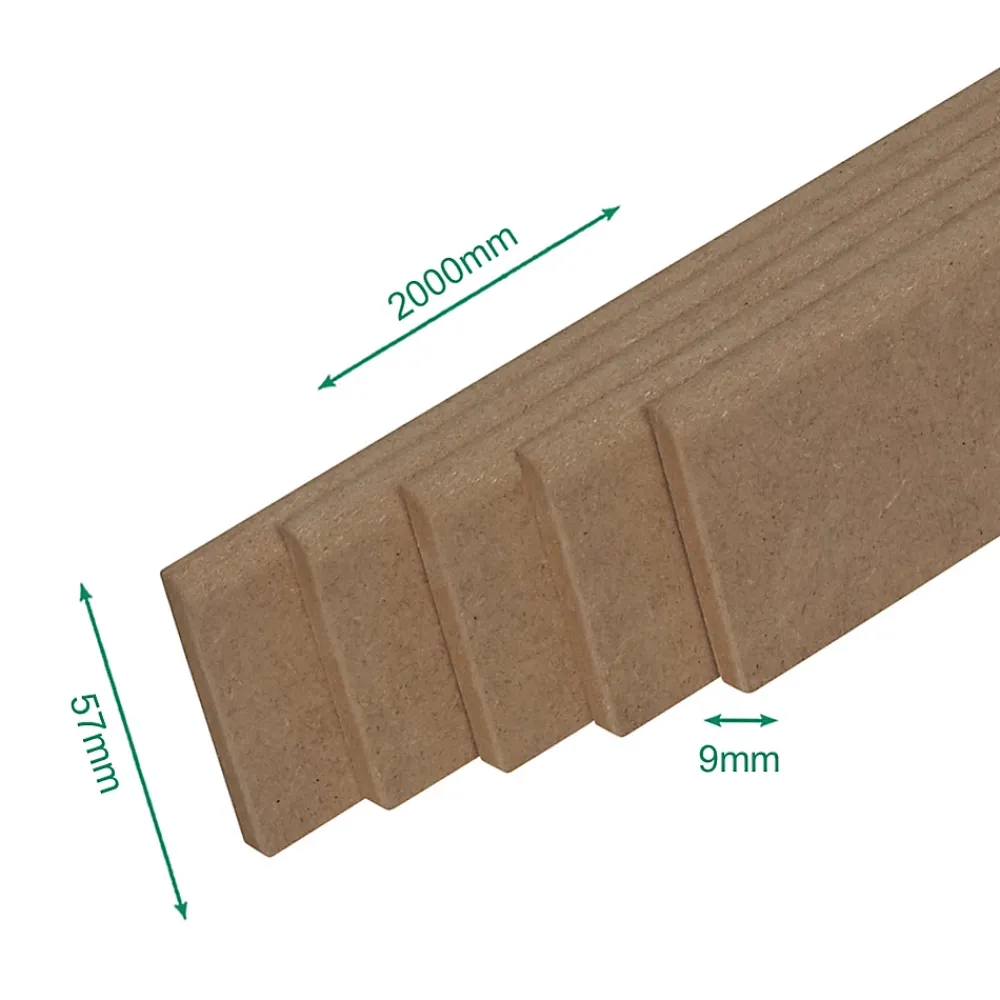 Forestea Moulure<Pack promotionnel de 5 plinthes MDF brut 2000 x 57 x 9 mm