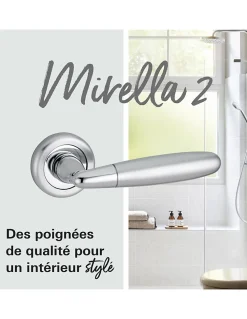 Thirard Paire de béquilles Mirella2 pour porte, carré 7mm, chromé brillant/satiné -- Poignée De Porte