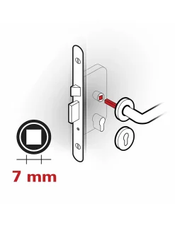 Thirard Paire de béquilles Mirella2 pour porte, carré 7mm, chromé brillant/satiné -- Poignée De Porte