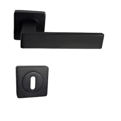 Klose Besser Poignée De Porte<Paire de Poignées de Porte sur Rosaces Aluminium Carrées noires "NATALYA" - +1 Paire de rosaces à trou de clé