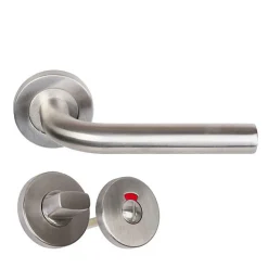 Klose Besser Poignée De Porte<Paire de poignées sur rosaces "Elsa en L" - Inox 304 - +1 Paire de rosaces condamnation + voyant