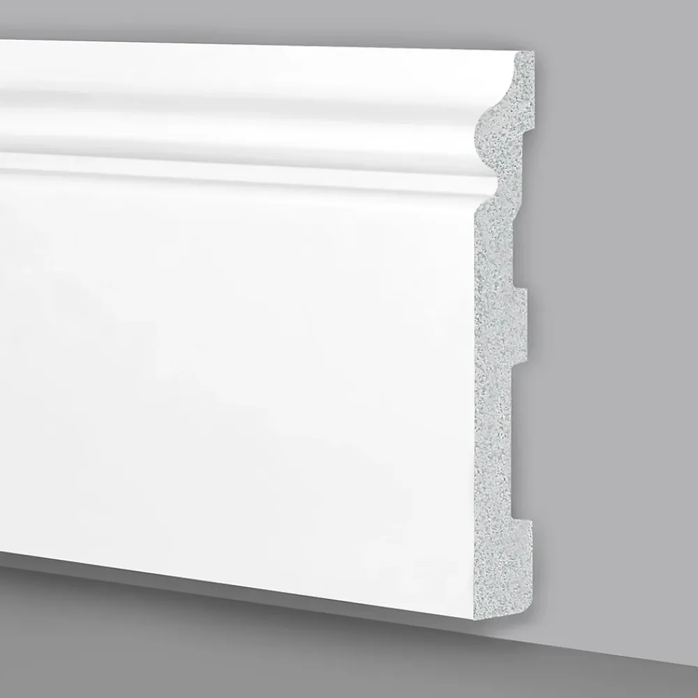 Eternal Parquet Plinthe Bois|Plinthe Bois<Palette de 100ml de plinthe plinthe BLANCHE mod. ETHNIQUE 150x18x2000mm en POLYMÈRES - Polystructuré