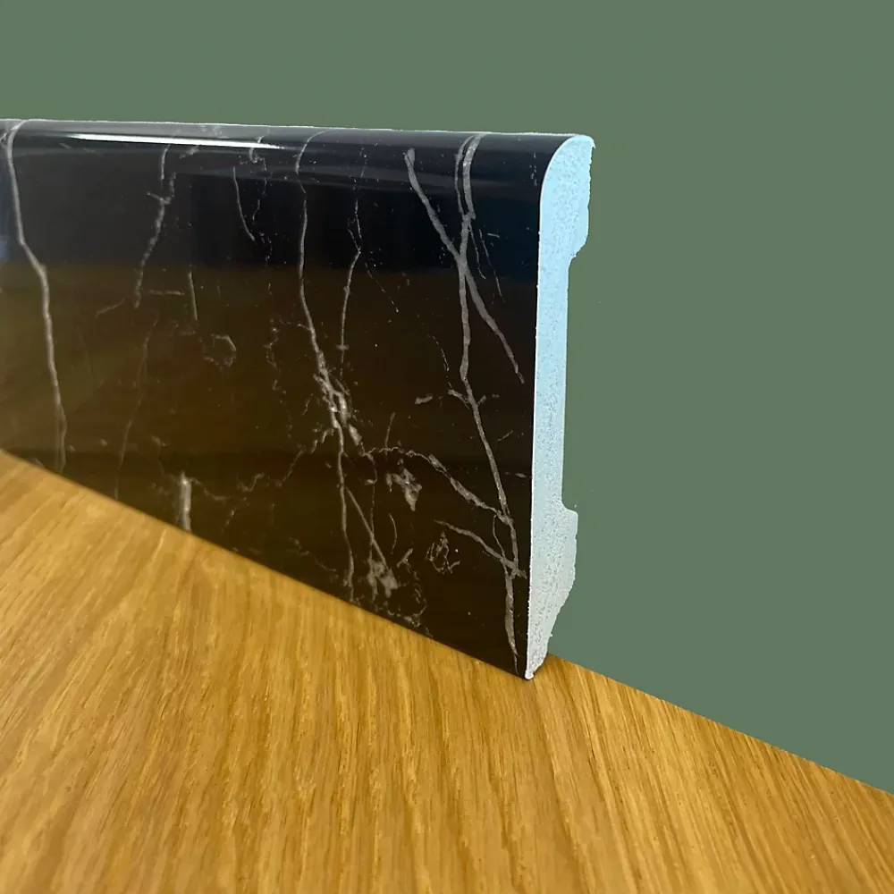 Eternal Parquet Plinthe Bois|Plinthe Bois<Palette de 104ml de Plinthe BC Brillante NERO MARQUINA 85x14x2000mm en POLYMÈRES