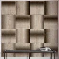 Protocole Home Panneau acoustique décoratif scandinave 60 x 60 cm - bois durable et plastique recyclé- Panneau Décoratif En Bois