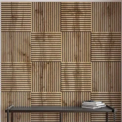 Protocole Home Panneau acoustique décoratif scandinave 60 x 60 cm - bois durable et plastique recyclé- Panneau Décoratif En Bois