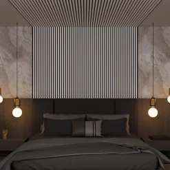 Ps Global Company Panneau Acoustique 21mm - Blanc Cuir - Feutrine Noire - 240x60cm - Lot de 2- Panneau Tasseau Bois