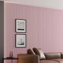 Ps Global Company Panneau Acoustique 21mm - Rose - Feutrine Noire - 240x60cm - Lot de 2- Panneau Tasseau Bois