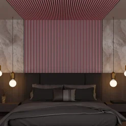 Ps Global Company Panneau Acoustique 21mm - Rose - Feutrine Noire - 240x60cm - Lot de 2- Panneau Tasseau Bois