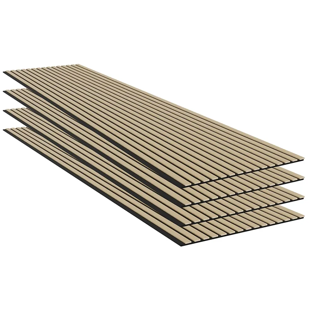 Ps Global Company Panneau Tasseau Bois<Panneau Acoustique 11mm - Chêne - Feutrine Noire - 240x60cm - Lot de 4