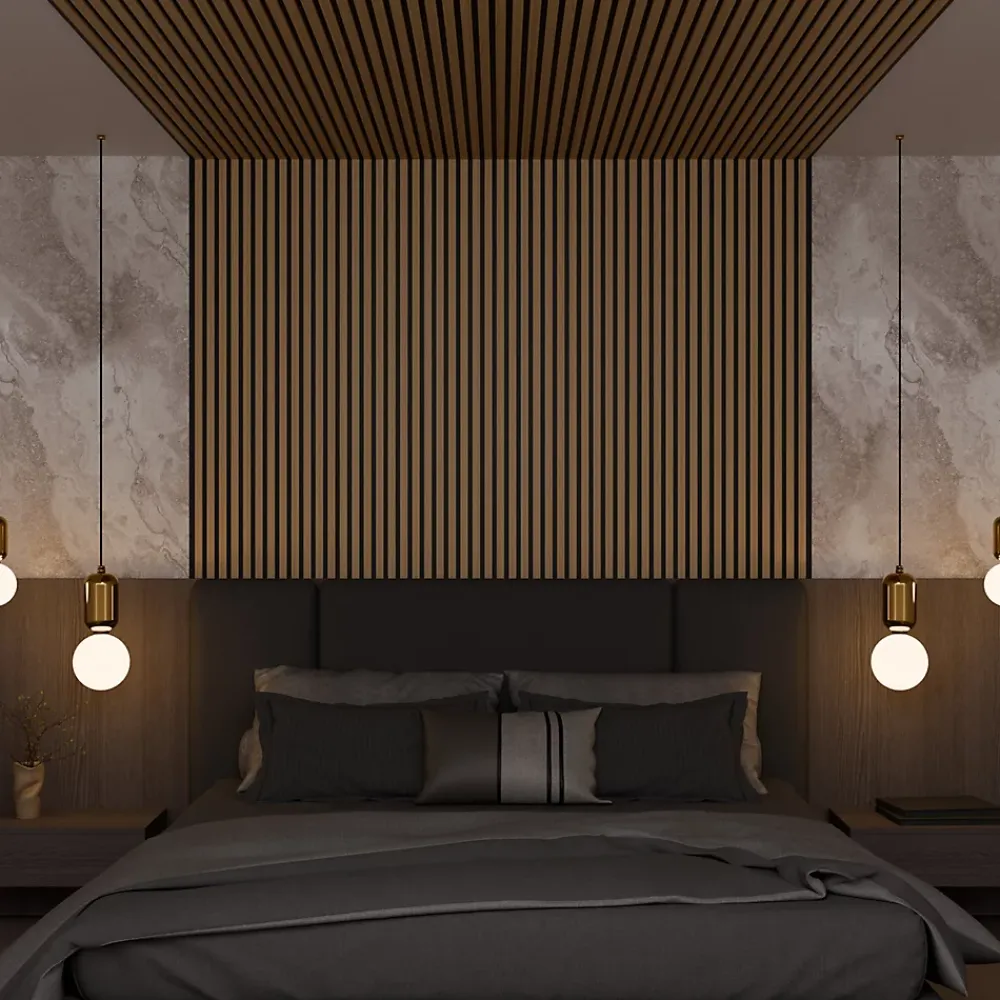 Ps Global Company Panneau Tasseau Bois<Panneau Acoustique 11mm - Chêne - Feutrine Noire - 240x60cm - Lot de 4