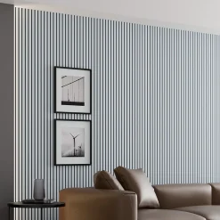 Ps Global Company Panneau Tasseau Bois<Panneau Acoustique 21mm - Gris Cuir - Feutrine Noire - 240x60cm - Lot de 2