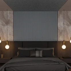 Ps Global Company Panneau Tasseau Bois<Panneau Acoustique 21mm - Gris Cuir - Feutrine Noire - 240x60cm - Lot de 2