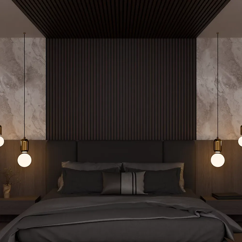 Ps Global Company Panneau Tasseau Bois<Panneau Acoustique 11mm - Noyer Foncé - Feutrine Noire - 240x60cm - Lot de 4