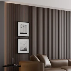 Ps Global Company Panneau Tasseau Bois<Panneau Acoustique 11mm - Noyer Foncé - Feutrine Noire - 240x60cm - Lot de 4