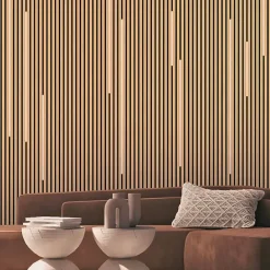 Silamp Panneau Décoratif En Bois<Panneau Acoustique Mural Tasseaux Noyer, Fond Noir - Échantillon 15x12 cm -