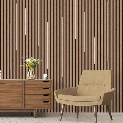 Silamp Panneau Décoratif En Bois<Panneau Acoustique Mural Tasseaux Noyer, Fond Noir - Échantillon 15x12 cm -