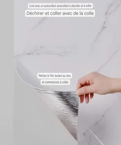 Wall Fashion Panneau Adhésif Décoratif Effet Marbre Noir et Blanc 250 x 120 x 0,3 cm- Lambris Mural