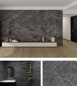 Wall Fashion Lambris Mural<Panneau Adhésif Effet Marbre Gris 250 x 120 x 0,3 cm Élégance et Facilité de Pose