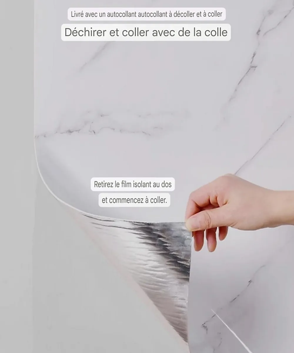 Wall Fashion Lambris Mural<Panneau Adhésif Effet Marbre Noir 250 x 120 x 0,3 cm Élégance et Facilité de Pose