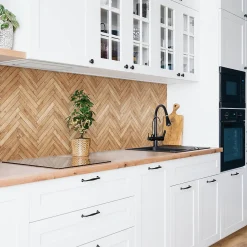 Tulup Panneau Mural Décoratif<Panneau autocollant 100x50 cm Parquet en bois 1 pcs
