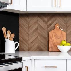Tulup Panneau autocollant 100x50 cm planches de bois 1 pcs- Panneau Mural Décoratif