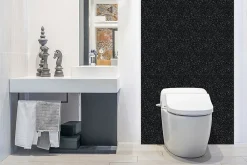 Tulup Panneau Mural Décoratif<Panneau autocollant 100x50 cm Sol noir classique 1 pcs