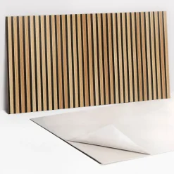 Tulup Panneau autocollant 100x50 cm Planches en bois lamelles 1 pcs- Panneau Mural Décoratif