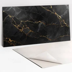 Tulup Panneau autocollant 100x50 cm Marbre foncé et or 1 pcs- Panneau Mural Décoratif