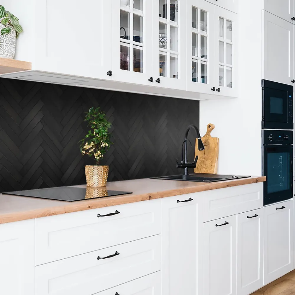 Tulup Panneau Mural Décoratif<Panneau autocollant 100x50 cm Parquet foncé 1 pcs