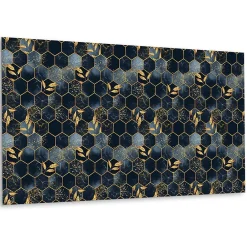 Tulup Panneau Mural Décoratif<Panneau autocollant 100x50 cm Feuilles et hexagones 1 pcs