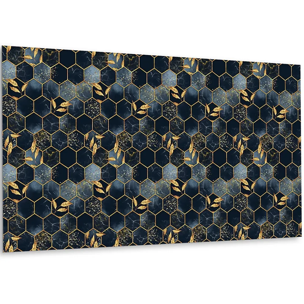 Tulup Panneau Mural Décoratif<Panneau autocollant 100x50 cm Feuilles et hexagones 1 pcs