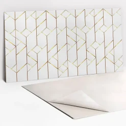 Tulup Panneau Mural Décoratif<Panneau autocollant 100x50 cm Lignes dorées à la mode 1 pcs