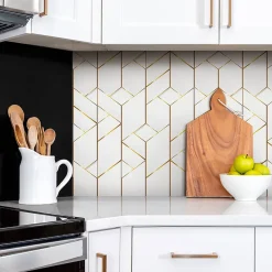 Tulup Panneau Mural Décoratif<Panneau autocollant 100x50 cm Lignes dorées à la mode 1 pcs