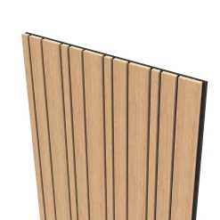 Foge Panneau Tasseau Bois<Panneau Boa en MDF fond noir, tasseaux décor chêne Saragosse L. 280 x l 60 cm, ép. 2,1 cm