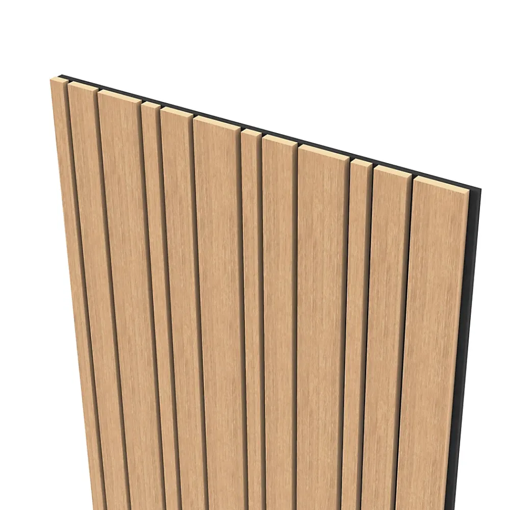 Foge Panneau Tasseau Bois<Panneau Boa en MDF fond noir, tasseaux décor chêne Saragosse L. 280 x l 60 cm, ép. 2,1 cm